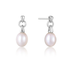 Silver Pearl Drop Stud Earrings - Ania Haie