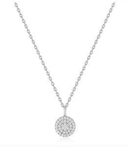 Silver Glam Disc Pendant Necklace